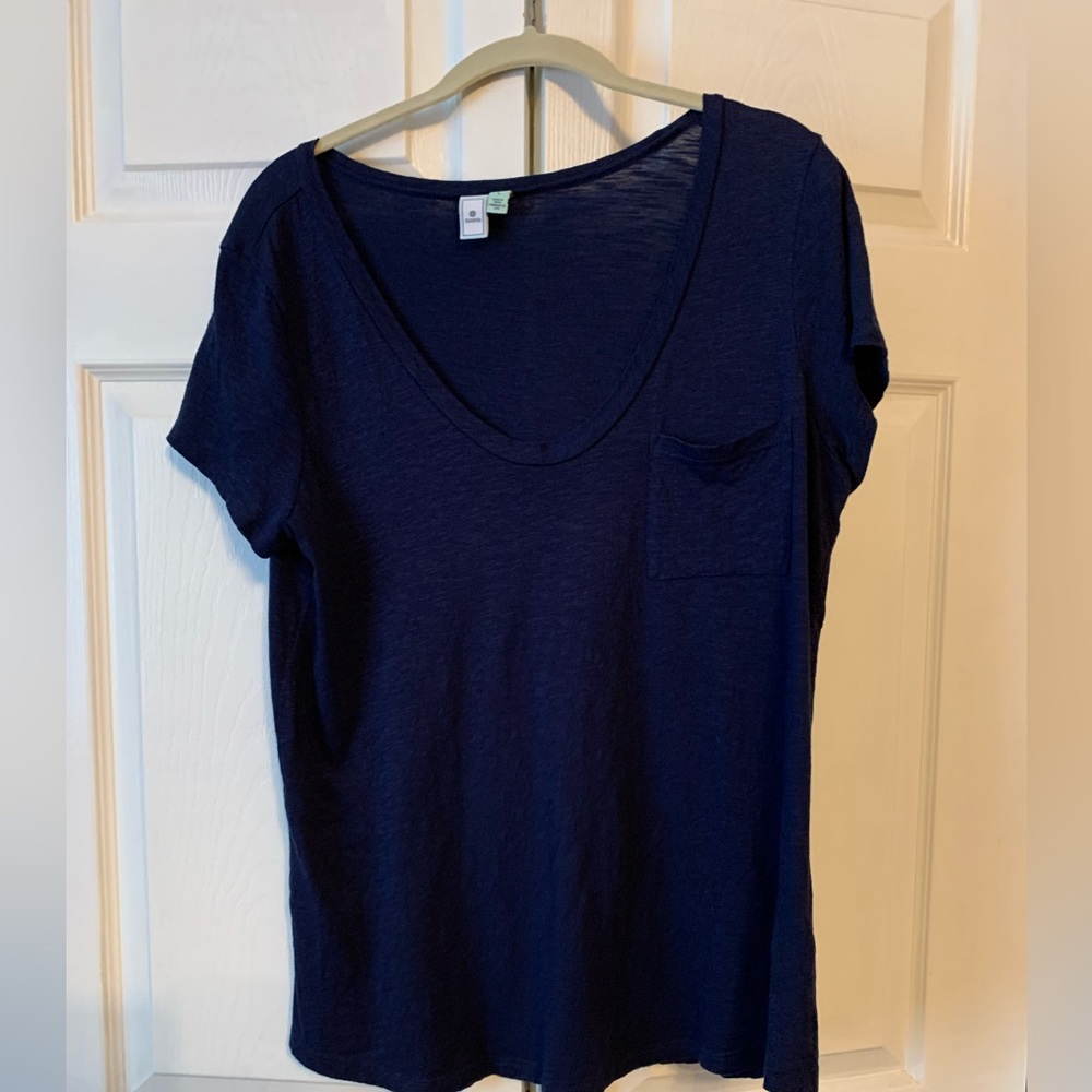 Susina Womens T-shirt, Large, Pocket On front, Navy, Good Condition
